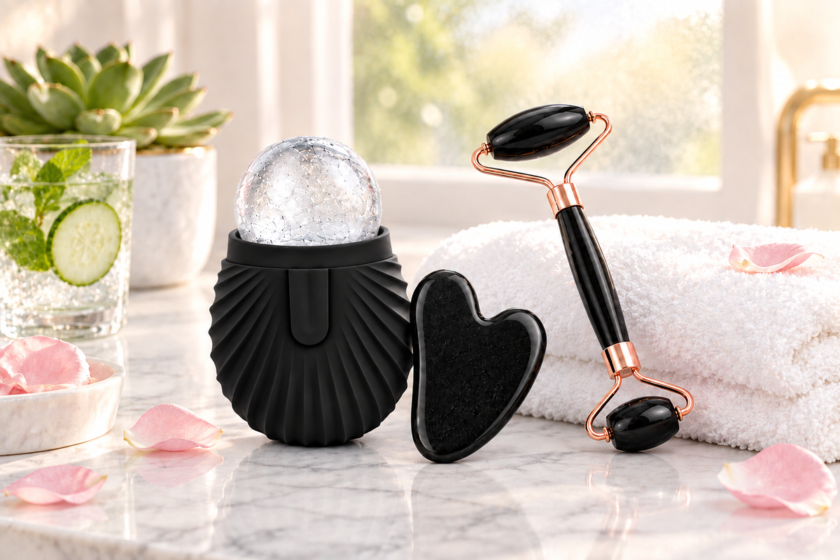 Black Ice Roller Set - Luxury Spa Lifestyle Shot